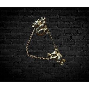Vintage Avon Koala Bear Stick Pin Brooch Gold Tone Chain